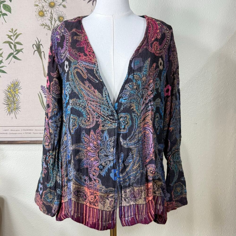 Colorful Paisley Oversized Cardigan Jacket Whimsigoth Boho Hippie Whimsy Twee XS